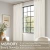 MIULEE Pinch Pleated Thick Linen Curtains 96 Inches Long 2 Panels for Living Room Bedroom, Memory Trained Pleat Drapes Light Filtering Nautral Birch Semi Sheer Window Curtains Hooks Rings Back Tab(Beige White)