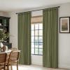 MIULEE Pinch Pleated Thick Linen Curtains 96 Inches Long 2 Panels for Living Room Bedroom, Memory Trained Pleat Drapes Light Filtering Nautral Birch Semi Sheer Window Curtains Hooks Rings Back Tab(Olive Green)
