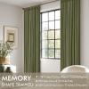 MIULEE Pinch Pleated Thick Linen Curtains 96 Inches Long 2 Panels for Living Room Bedroom, Memory Trained Pleat Drapes Light Filtering Nautral Birch Semi Sheer Window Curtains Hooks Rings Back Tab(Olive Green)