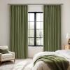 MIULEE Pinch Pleated Thick Linen Curtains 96 Inches Long 2 Panels for Living Room Bedroom, Memory Trained Pleat Drapes Light Filtering Nautral Birch Semi Sheer Window Curtains Hooks Rings Back Tab(Olive Green)