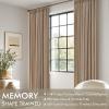 MIULEE Pinch Pleated Thick Linen Curtains 96 Inches Long 2 Panels for Living Room Bedroom, Memory Trained Pleat Drapes Light Filtering Nautral Birch Semi Sheer Window Curtains Hooks Rings Back Tab(Linen Brown)