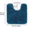 MIULEE Rust Microfiber Toilet Bath Mat U-Shaped Contour Shaggy Rugs Non Slip Extra Thick Soft Absorbent Water for Bathroom Commode Machine Washable(20×20 Inch)(Navy Blue)