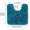 MIULEE Rust Microfiber Toilet Bath Mat U-Shaped Contour Shaggy Rugs Non Slip Extra Thick Soft Absorbent Water for Bathroom Commode Machine Washable(20×20 Inch)(Teal)