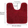 MIULEE Rust Microfiber Toilet Bath Mat U-Shaped Contour Shaggy Rugs Non Slip Extra Thick Soft Absorbent Water for Bathroom Commode Machine Washable(20×20 Inch)(Red)