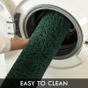 MIULEE Rust Microfiber Toilet Bath Mat U-Shaped Contour Shaggy Rugs Non Slip Extra Thick Soft Absorbent Water for Bathroom Commode Machine Washable(20×20 Inch)(Dark Green)