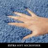 MIULEE Rust Microfiber Toilet Bath Mat U-Shaped Contour Shaggy Rugs Non Slip Extra Thick Soft Absorbent Water for Bathroom Commode Machine Washable(20×20 Inch)(Blue)