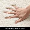 MIULEE Rust Microfiber Toilet Bath Mat U-Shaped Contour Shaggy Rugs Non Slip Extra Thick Soft Absorbent Water for Bathroom Commode Machine Washable(20×20 Inch)(Ivory)