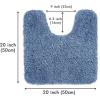 MIULEE Rust Microfiber Toilet Bath Mat U-Shaped Contour Shaggy Rugs Non Slip Extra Thick Soft Absorbent Water for Bathroom Commode Machine Washable(20×20 Inch)(Blue)