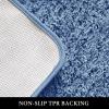 MIULEE Rust Microfiber Toilet Bath Mat U-Shaped Contour Shaggy Rugs Non Slip Extra Thick Soft Absorbent Water for Bathroom Commode Machine Washable(20×20 Inch)(Blue)