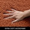 MIULEE Rust Microfiber Toilet Bath Mat U-Shaped Contour Shaggy Rugs Non Slip Extra Thick Soft Absorbent Water for Bathroom Commode Machine Washable(20×20 Inch)(Burnt Orange)