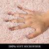 MIULEE Rust Microfiber Toilet Bath Mat U-Shaped Contour Shaggy Rugs Non Slip Extra Thick Soft Absorbent Water for Bathroom Commode Machine Washable(20×20 Inch)(Blush)