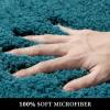 MIULEE Rust Microfiber Toilet Bath Mat U-Shaped Contour Shaggy Rugs Non Slip Extra Thick Soft Absorbent Water for Bathroom Commode Machine Washable(20×20 Inch)(Teal)