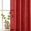 MIULEE Sage Green Linen Curtains 84 Inch Length 2 Panels Set for Bedroom Living Room, Soft Thick Linen Textured Window Drapes Semi Sheer Light Filtering Grommet Top Burlap Look Farmhouse Decor(Red)
