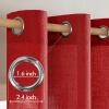 MIULEE Sage Green Linen Curtains 84 Inch Length 2 Panels Set for Bedroom Living Room, Soft Thick Linen Textured Window Drapes Semi Sheer Light Filtering Grommet Top Burlap Look Farmhouse Decor(Red)