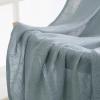 MIULEE Sage Green Linen Curtains 84 Inch Length 2 Panels Set for Bedroom Living Room, Soft Thick Linen Textured Window Drapes Semi Sheer Light Filtering Grommet Top Burlap Look Farmhouse Decor(Stone Blue)