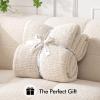 MIULEE Sage Green Super Soft Throw Blanket for Couch, Cozy Fluffy Warm Throws Knit Blankets for Sofa, Bed, Chair, Living Room, Camping, Picnic, Spring Home Decor,50 x 60 inch(Cream)