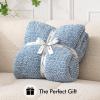 MIULEE Sage Green Super Soft Throw Blanket for Couch, Cozy Fluffy Warm Throws Knit Blankets for Sofa, Bed, Chair, Living Room, Camping, Picnic, Spring Home Decor,50 x 60 inch(Blue)