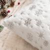 MIULEE Set of 2 Christmas Decorative Throw Pillow Covers Soft Faux Fur Winter Pillow Covers with Silver Snowflake Glitter Holiday Festival Pillowcases for Couch Sofa Bed, 18×18inch, Red(Ivory)