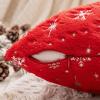 MIULEE Set of 2 Christmas Decorative Throw Pillow Covers Soft Faux Fur Winter Pillow Covers with Silver Snowflake Glitter Holiday Festival Pillowcases for Couch Sofa Bed, 18×18inch, Red(Red)