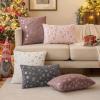 MIULEE Set of 2 Christmas Decorative Throw Pillow Covers Soft Faux Fur Winter Pillow Covers with Silver Snowflake Glitter Holiday Festival Pillowcases for Couch Sofa Bed, 18×18inch, Red(Heather Pink)