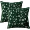 MIULEE Set of 2 Christmas Decorative Throw Pillow Covers Soft Faux Fur Winter Pillow Covers with Silver Snowflake Glitter Holiday Festival Pillowcases for Couch Sofa Bed, 18×18inch, Red(Dark Green)