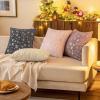 MIULEE Set of 2 Christmas Decorative Throw Pillow Covers Soft Faux Fur Winter Pillow Covers with Silver Snowflake Glitter Holiday Festival Pillowcases for Couch Sofa Bed, 18×18inch, Red(Light Pink)