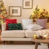 MIULEE Set of 2 Christmas Decorative Throw Pillow Covers Soft Faux Fur Winter Pillow Covers with Silver Snowflake Glitter Holiday Festival Pillowcases for Couch Sofa Bed, 18×18inch, Red(Heather Pink)