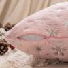 MIULEE Set of 2 Christmas Decorative Throw Pillow Covers Soft Faux Fur Winter Pillow Covers with Silver Snowflake Glitter Holiday Festival Pillowcases for Couch Sofa Bed, 18×18inch, Red(Light Pink)