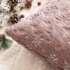 MIULEE Set of 2 Christmas Decorative Throw Pillow Covers Soft Faux Fur Winter Pillow Covers with Silver Snowflake Glitter Holiday Festival Pillowcases for Couch Sofa Bed, 18×18inch, Red(Heather Pink)