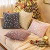 MIULEE Set of 2 Christmas Decorative Throw Pillow Covers Soft Faux Fur Winter Pillow Covers with Silver Snowflake Glitter Holiday Festival Pillowcases for Couch Sofa Bed, 18×18inch, Red(Beige)
