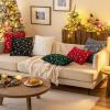 MIULEE Set of 2 Christmas Decorative Throw Pillow Covers Soft Faux Fur Winter Pillow Covers with Silver Snowflake Glitter Holiday Festival Pillowcases for Couch Sofa Bed, 18×18inch, Red(Black)