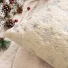 MIULEE Set of 2 Christmas Decorative Throw Pillow Covers Soft Faux Fur Winter Pillow Covers with Silver Snowflake Glitter Holiday Festival Pillowcases for Couch Sofa Bed, 18×18inch, Red(Beige)
