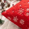 MIULEE Set of 2 Christmas Decorative Throw Pillow Covers Soft Faux Fur Winter Pillow Covers with Silver Snowflake Glitter Holiday Festival Pillowcases for Couch Sofa Bed, 18×18inch, Red(Red)