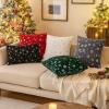 MIULEE Set of 2 Christmas Decorative Throw Pillow Covers Soft Faux Fur Winter Pillow Covers with Silver Snowflake Glitter Holiday Festival Pillowcases for Couch Sofa Bed, 18×18inch, Red(Black)