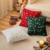 MIULEE Set of 2 Christmas Decorative Throw Pillow Covers Soft Faux Fur Winter Pillow Covers with Silver Snowflake Glitter Holiday Festival Pillowcases for Couch Sofa Bed, 18×18inch, Red(Red)