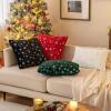 MIULEE Set of 2 Christmas Decorative Throw Pillow Covers Soft Faux Fur Winter Pillow Covers with Silver Snowflake Glitter Holiday Festival Pillowcases for Couch Sofa Bed, 18×18inch, Red(Dark Green)
