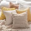 MIULEE Set of 2 Decorative Boho Throw Pillow Covers Linen Striped Jacquard Pattern Cushion Covers for Sofa Couch Living Room Bedroom 18×18 Inch Red(Beige)