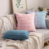 MIULEE Set of 2 Decorative Boho Throw Pillow Covers Linen Striped Jacquard Pattern Cushion Covers for Sofa Couch Living Room Bedroom 18×18 Inch Red(Blue)