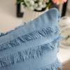 MIULEE Set of 2 Decorative Boho Throw Pillow Covers Linen Striped Jacquard Pattern Cushion Covers for Sofa Couch Living Room Bedroom 18×18 Inch Red(Blue)