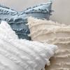 MIULEE Set of 2 Decorative Boho Throw Pillow Covers Linen Striped Jacquard Pattern Cushion Covers for Sofa Couch Living Room Bedroom 18×18 Inch Red(Blue Grey)