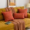 MIULEE Set of 2 Decorative Boho Throw Pillow Covers Linen Striped Jacquard Pattern Cushion Covers for Sofa Couch Living Room Bedroom 18×18 Inch Red(Burnt Orange)