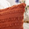 MIULEE Set of 2 Decorative Boho Throw Pillow Covers Linen Striped Jacquard Pattern Cushion Covers for Sofa Couch Living Room Bedroom 18×18 Inch Red(Burnt Orange)