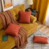 MIULEE Set of 2 Decorative Boho Throw Pillow Covers Linen Striped Jacquard Pattern Cushion Covers for Sofa Couch Living Room Bedroom 18×18 Inch Red(Burnt Orange)