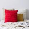 MIULEE Set of 2 Decorative Boho Throw Pillow Covers Linen Striped Jacquard Pattern Cushion Covers for Sofa Couch Living Room Bedroom 18×18 Inch Red(Christmas Red)