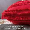 MIULEE Set of 2 Decorative Boho Throw Pillow Covers Linen Striped Jacquard Pattern Cushion Covers for Sofa Couch Living Room Bedroom 18×18 Inch Red(Christmas Red)
