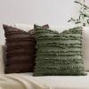 MIULEE Set of 2 Decorative Boho Throw Pillow Covers Linen Striped Jacquard Pattern Cushion Covers for Sofa Couch Living Room Bedroom 18×18 Inch Red(Dark Brown)
