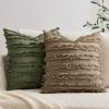 MIULEE Set of 2 Decorative Boho Throw Pillow Covers Linen Striped Jacquard Pattern Cushion Covers for Sofa Couch Living Room Bedroom 18×18 Inch Red(Khaki)