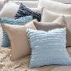 MIULEE Set of 2 Decorative Boho Throw Pillow Covers Linen Striped Jacquard Pattern Cushion Covers for Sofa Couch Living Room Bedroom 18×18 Inch Red(Light Blue)