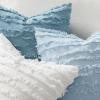 MIULEE Set of 2 Decorative Boho Throw Pillow Covers Linen Striped Jacquard Pattern Cushion Covers for Sofa Couch Living Room Bedroom 18×18 Inch Red(Light Blue)