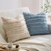 MIULEE Set of 2 Decorative Boho Throw Pillow Covers Linen Striped Jacquard Pattern Cushion Covers for Sofa Couch Living Room Bedroom 18×18 Inch Red(Natural Beige)